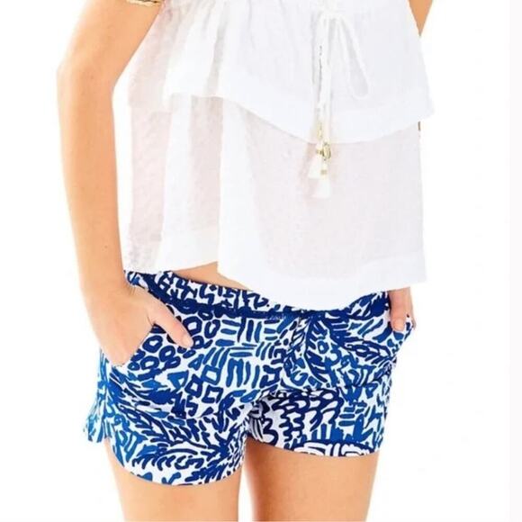 Lilly Pulitzer Adie Indigo Home Slice Printed Navy Shorts 2 - Picture 7 of 8